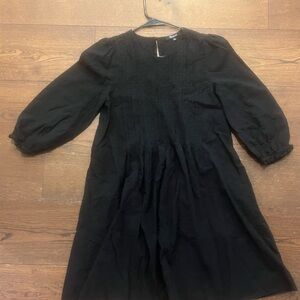 Madewell Black Puff Sleeve A-Line Dress